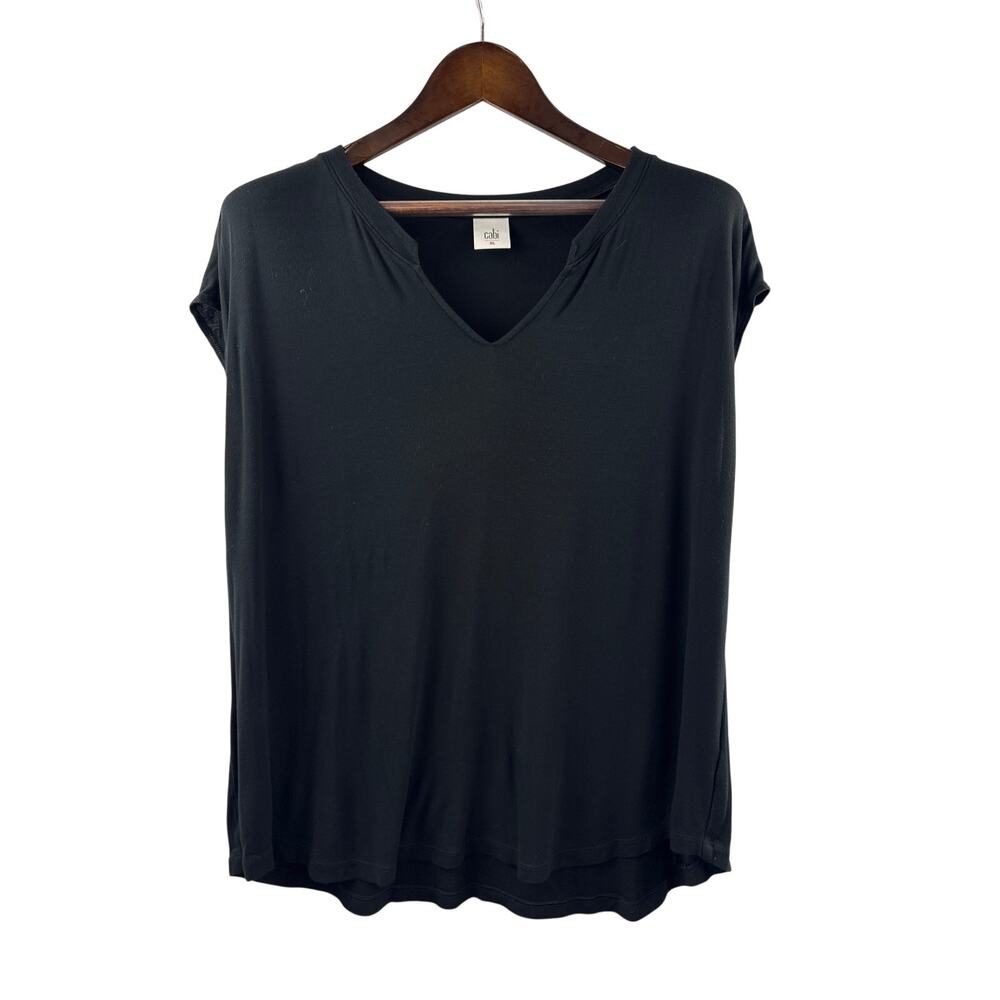 Women’s Cabi XL Black Short Sleeve V-Neck Blouse